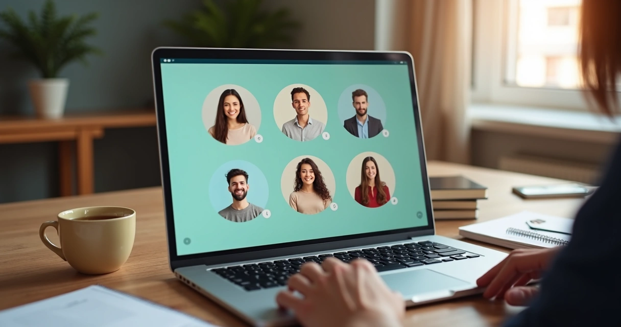 Virtual meeting with digital avatars on shared screen 