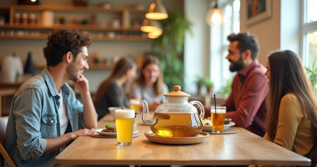 Drinks saudáveis e snacks para happy hour moderno 