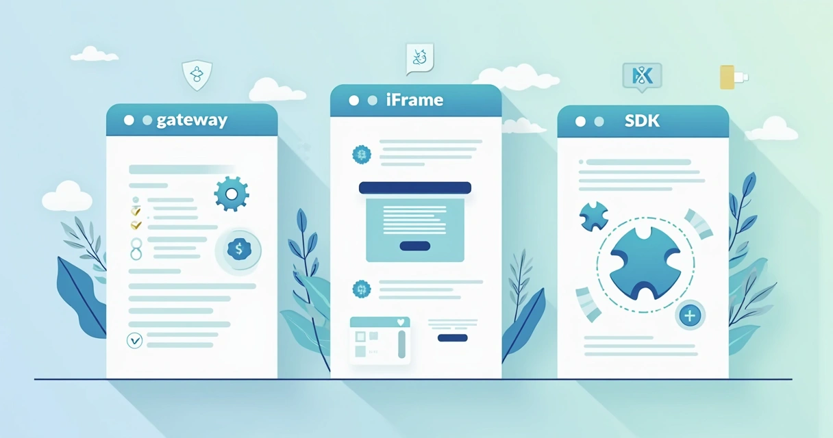 Gráfico comparativo entre gateway, iFrame e SDK em SaaS 