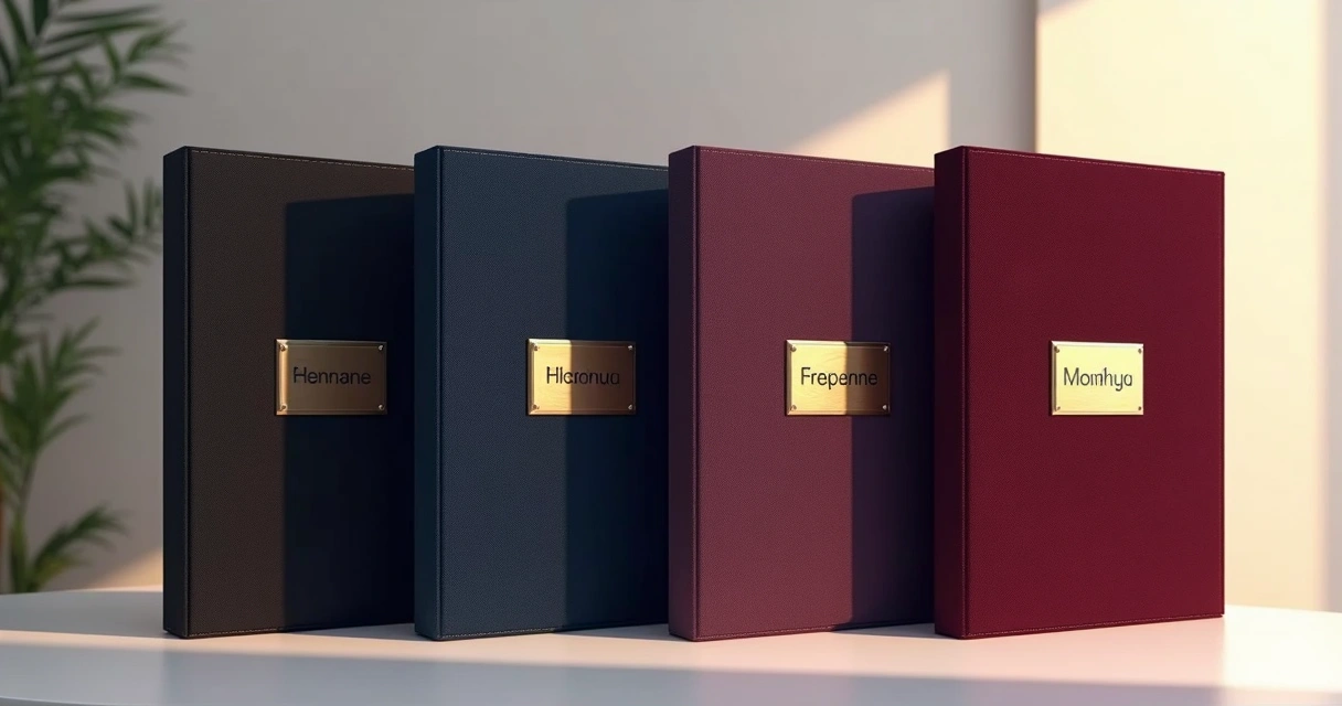 Diversos tipos de pastas de veludo para placas de homenagem 