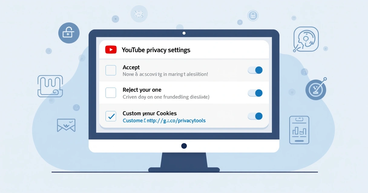 Painel de configurações de privacidade do YouTube mostrando opções de cookies 