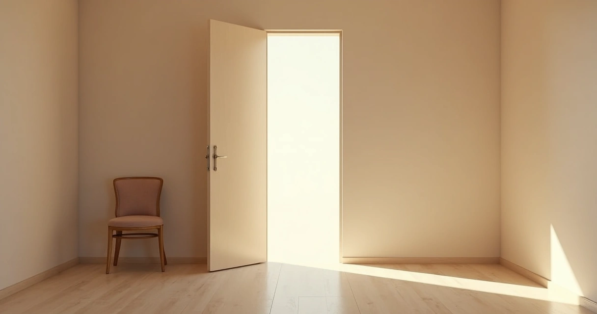 Open doorway with light entering a quiet room 