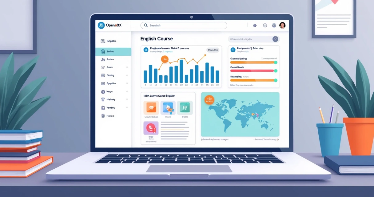Página de curso de inglês no Open edX destacando trilhas personalizadas 