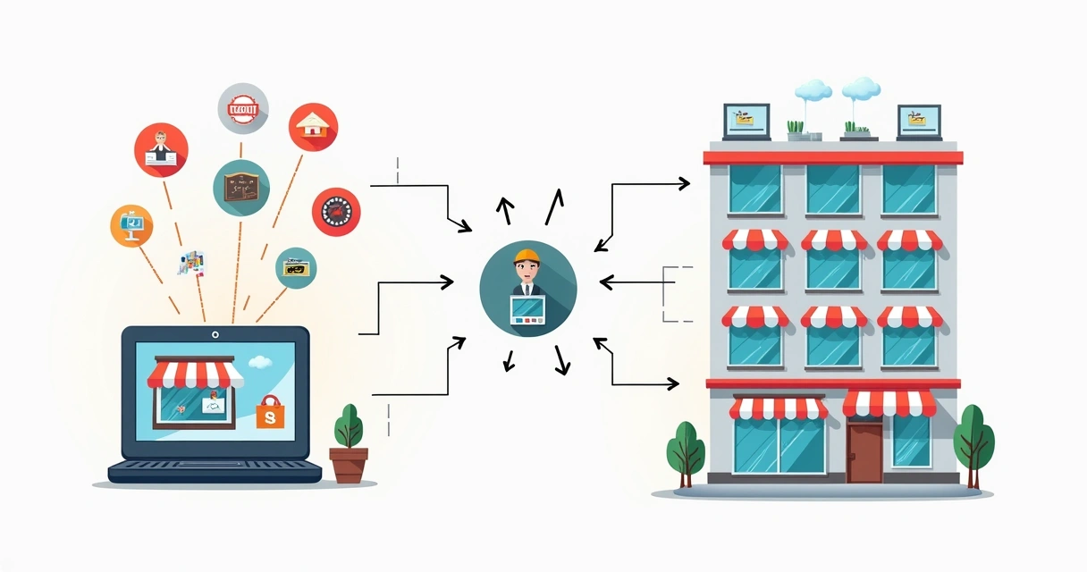 Esquema visual sobre integração entre dropshipping e marketplace
