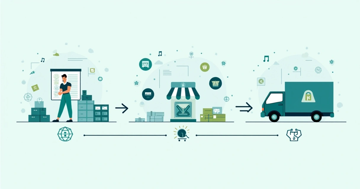 Diagram of dropshipping operation showing supplier, store, and end customer 