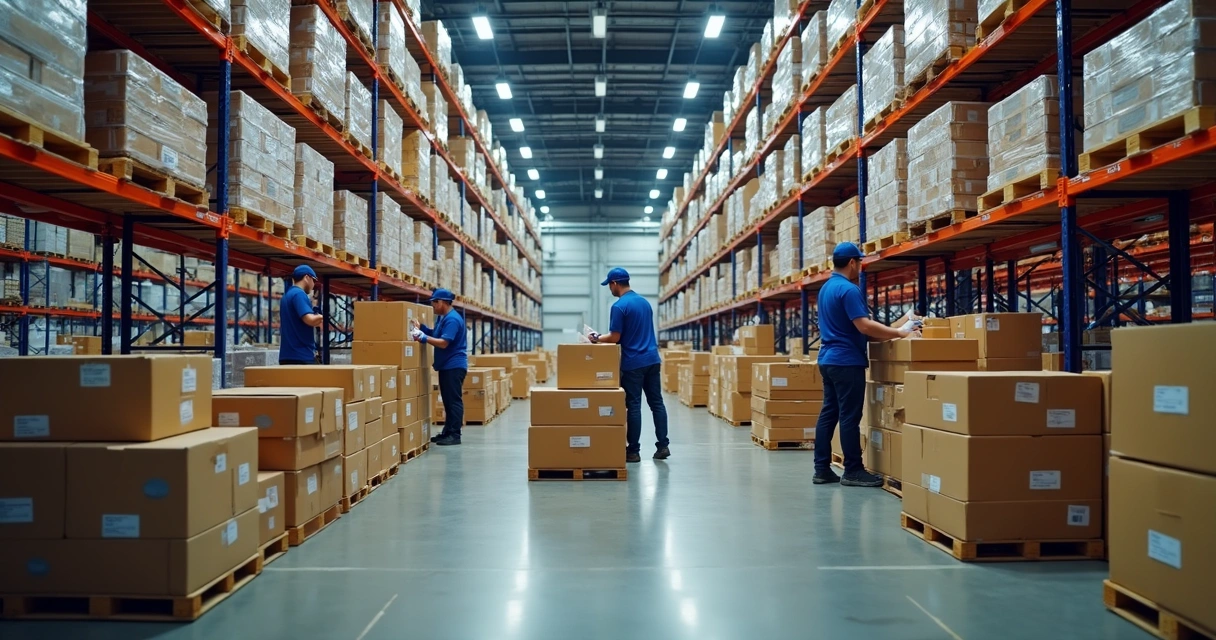 Operação de fulfillment em centro de distribuição moderno 