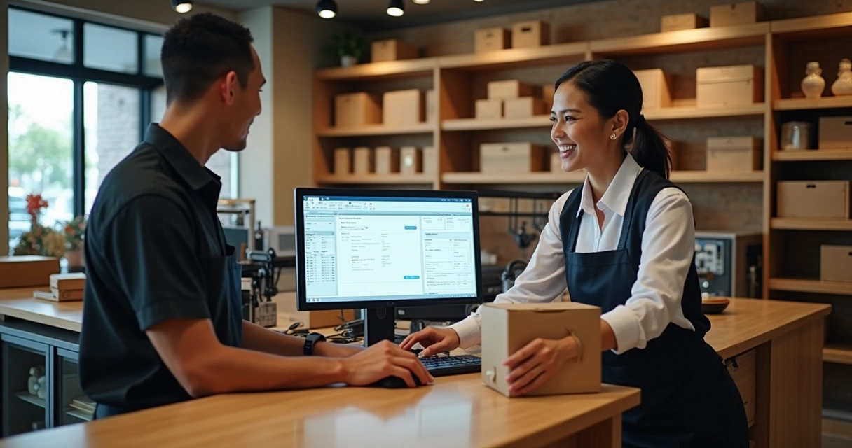 Operação de loja usando ERP integrado entre PDV e e-commerce 