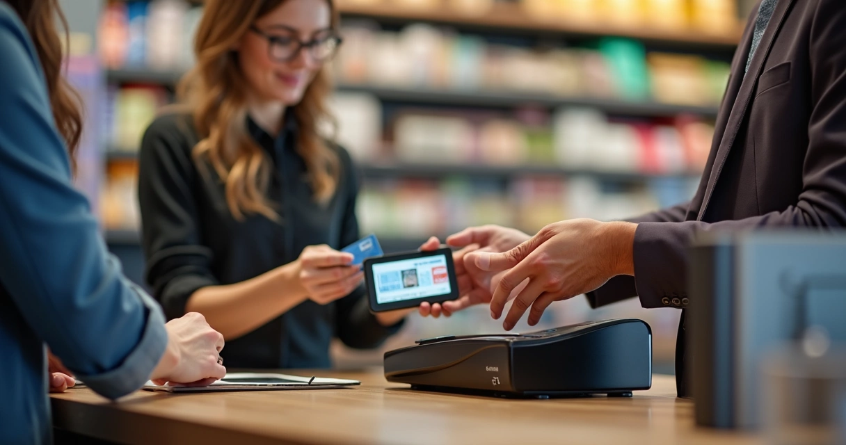 Caixa com PDV, PinPad e atendente em operação 