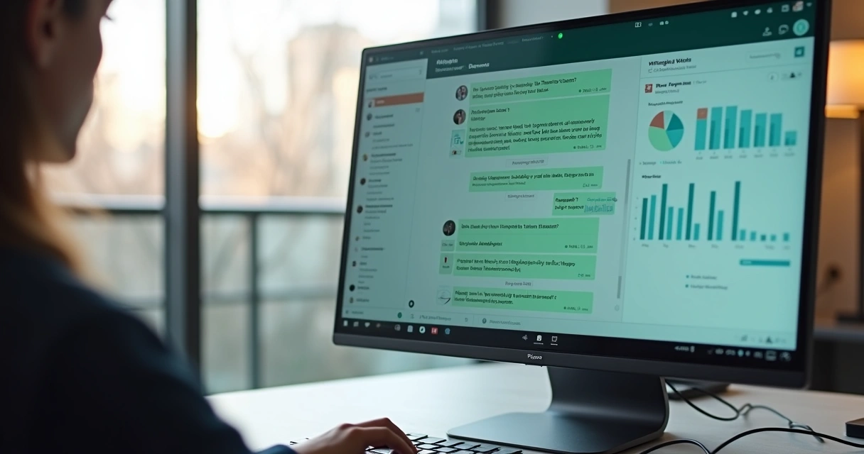 Simulação de tela do WhatsApp com assistente de IA destacando oportunidades 
