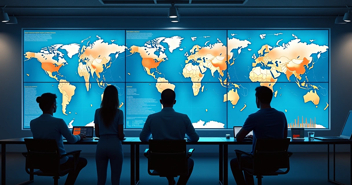 Centro de operações monitorando dados logísticos em tempo real 