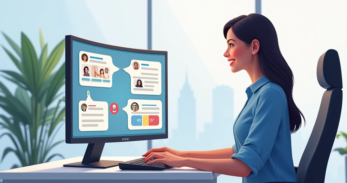 Operador atendendo múltiplos clientes em painel digital 