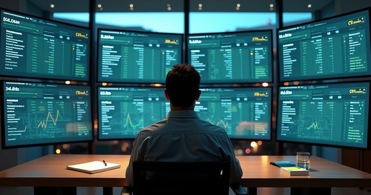 Profissional de BPO analisa painel com clientes destacados para upsell 