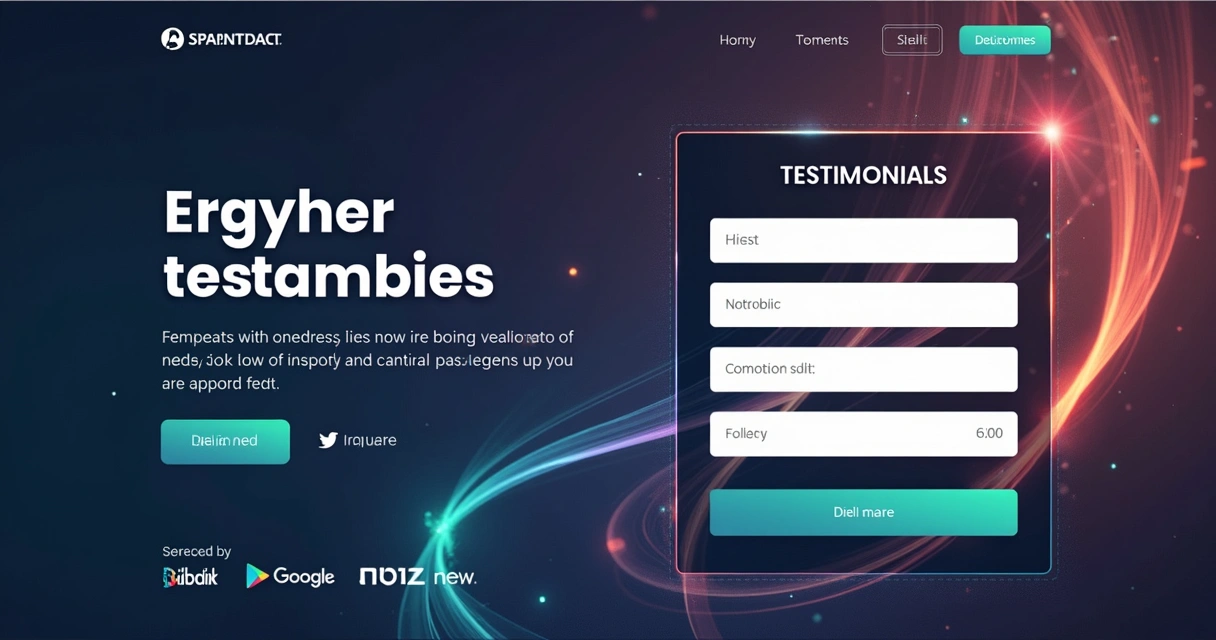 Landing page template with form and testimonials