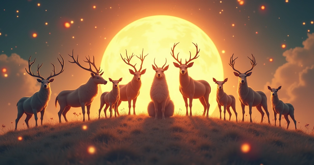 Animais associados aos signos, representados de maneira artística e alinhados em semicírculo