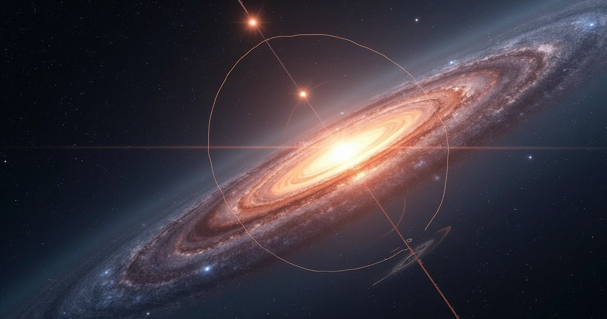 Órbita elíptica da estrela S2 ao redor do núcleo. 