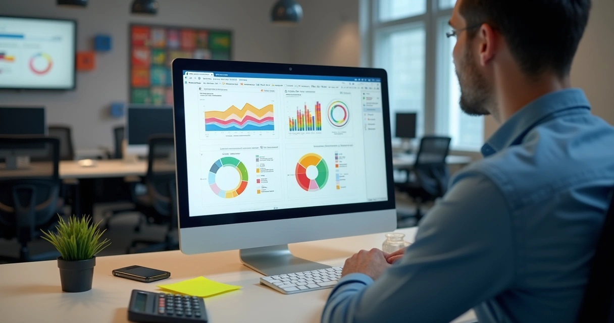 Pessoa analisando gráficos de desempenho de campanha digital em tela de computador