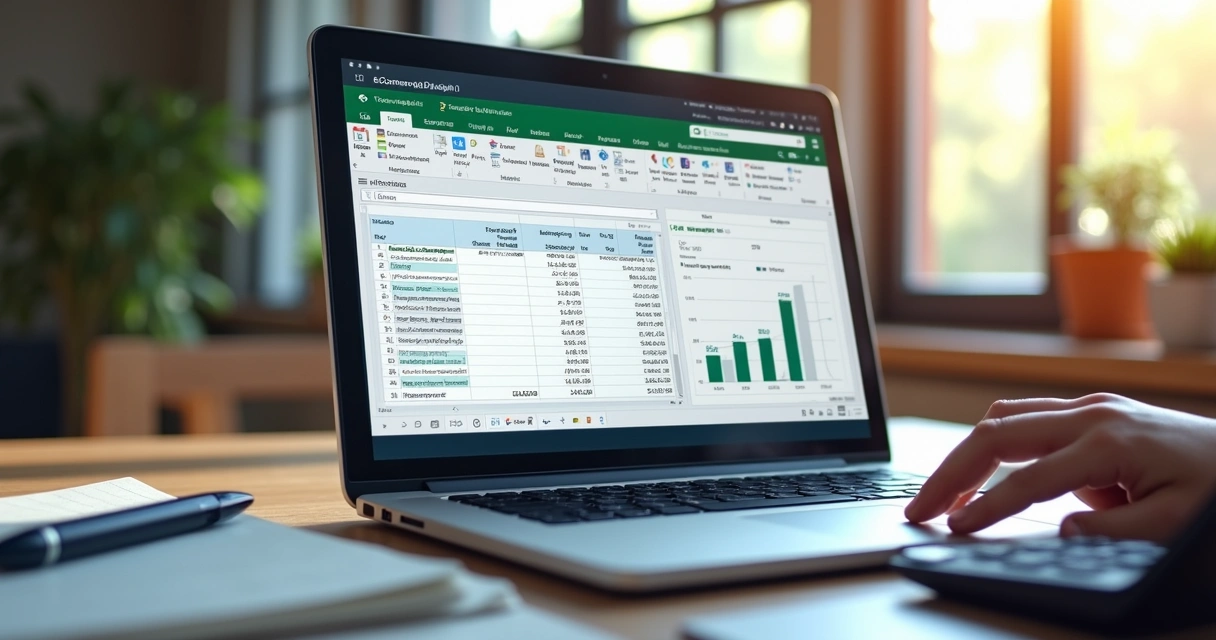 Planilha de orçamento de campanhas de e-commerce na tela do notebook 