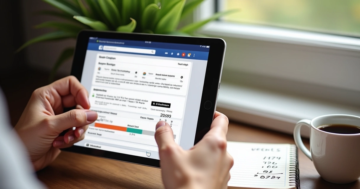 Pessoa ajustando orçamento de campanha digital no tablet 