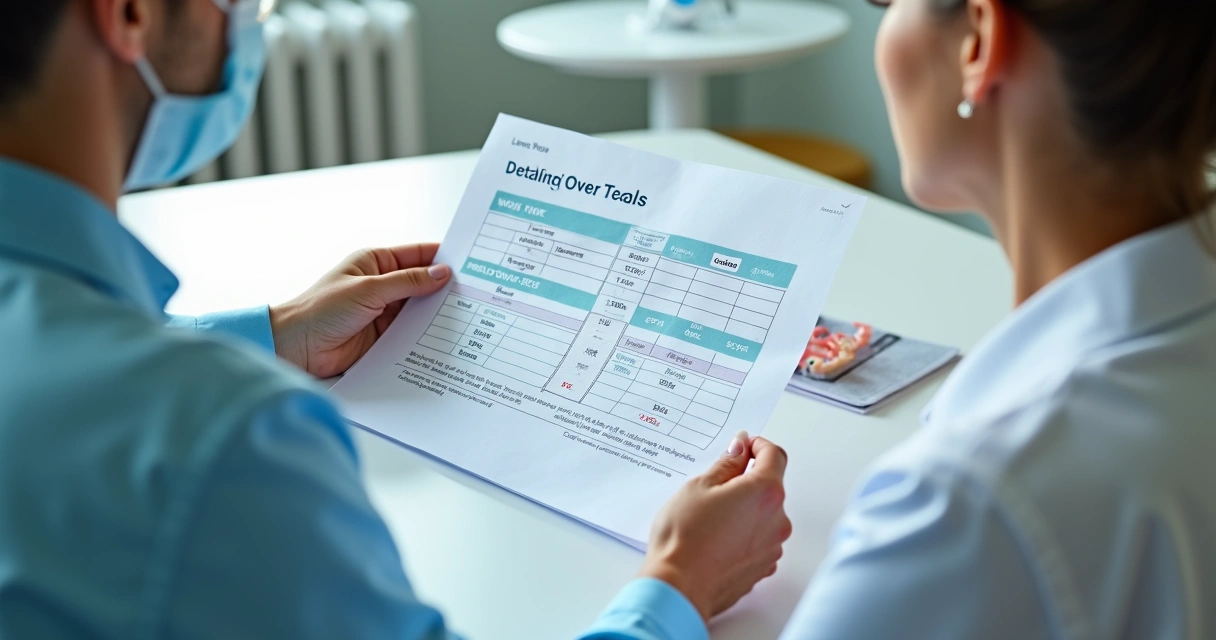 Orçamento odontológico visual e detalhado na mesa de consultório 