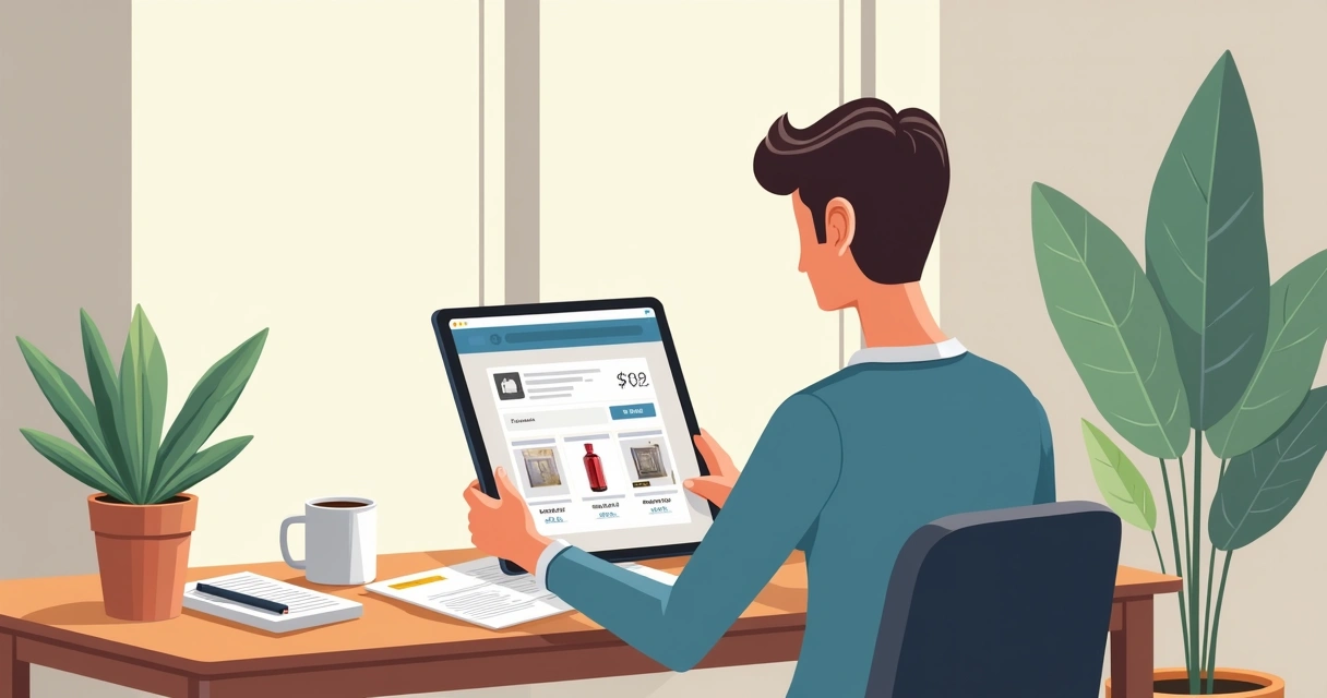 Pessoa usando tablet para criar orçamento digital 