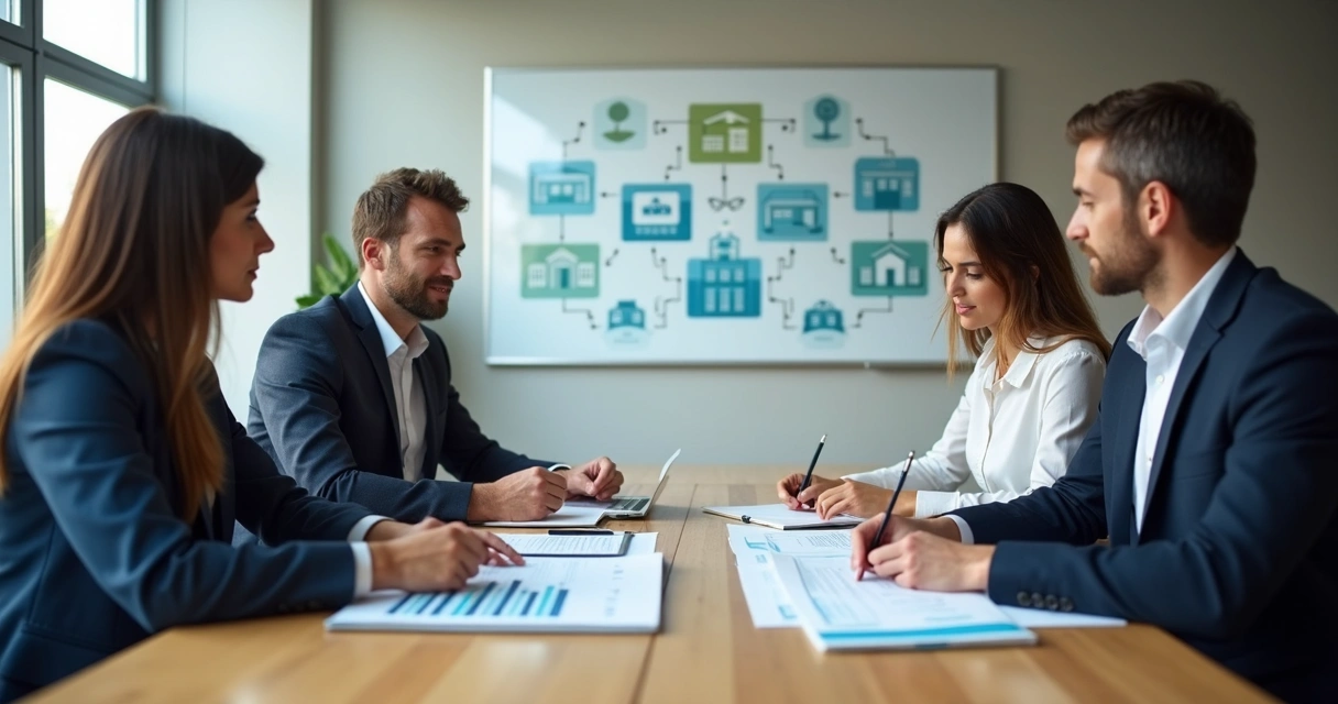 Reunião com gráficos financeiros e foco em impacto social