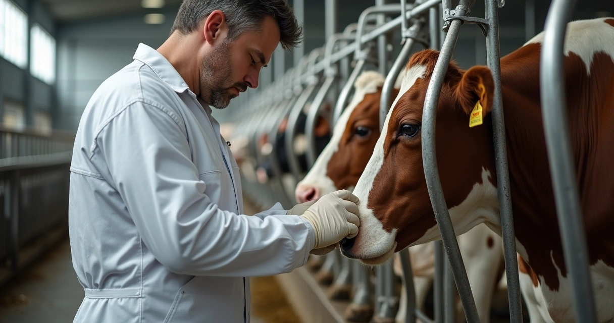 Ordenhador higienizando tetos durante a ordenha 
