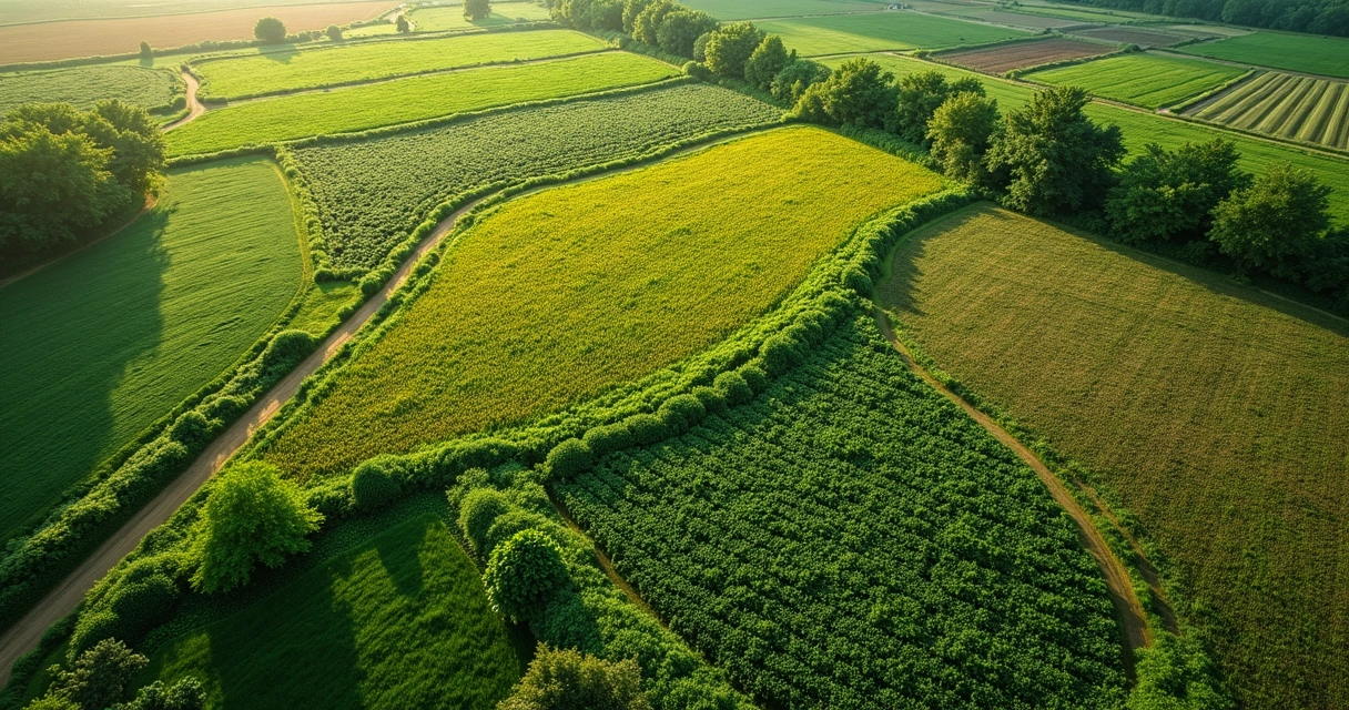 Biodiverse organic farming with crop rotation system in field 