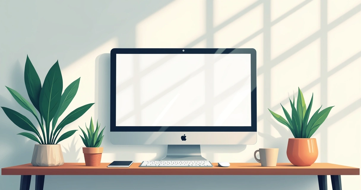 Organização do ambiente de trabalho digital com poucos ícones na tela