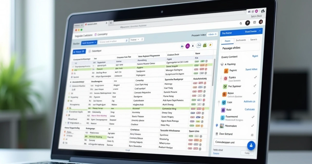 Visão em tela de sistema organizando lista de contatos B2B 