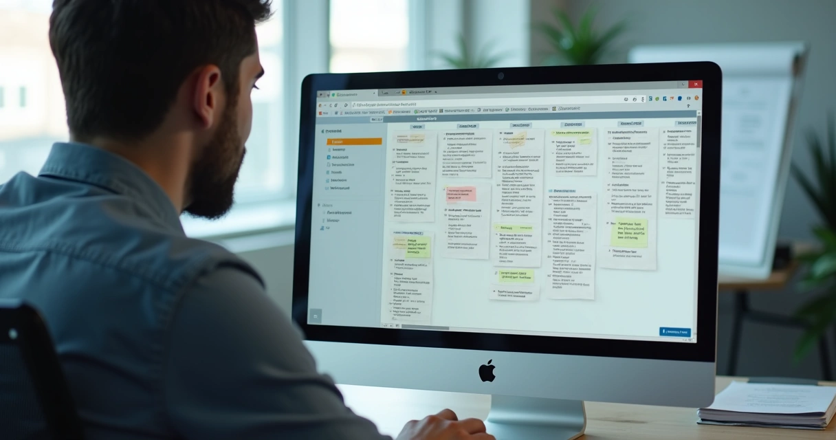 Tela de computador com fluxo de candidaturas de emprego digital