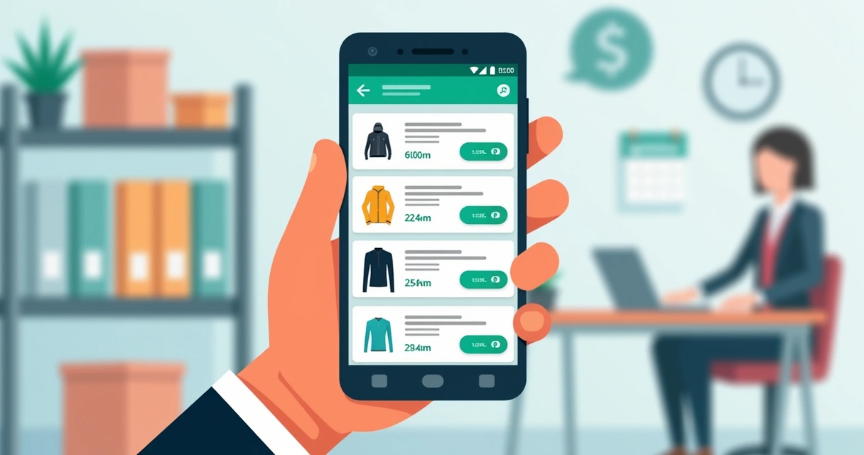 Organização de produtos em catálogo digital no celular 