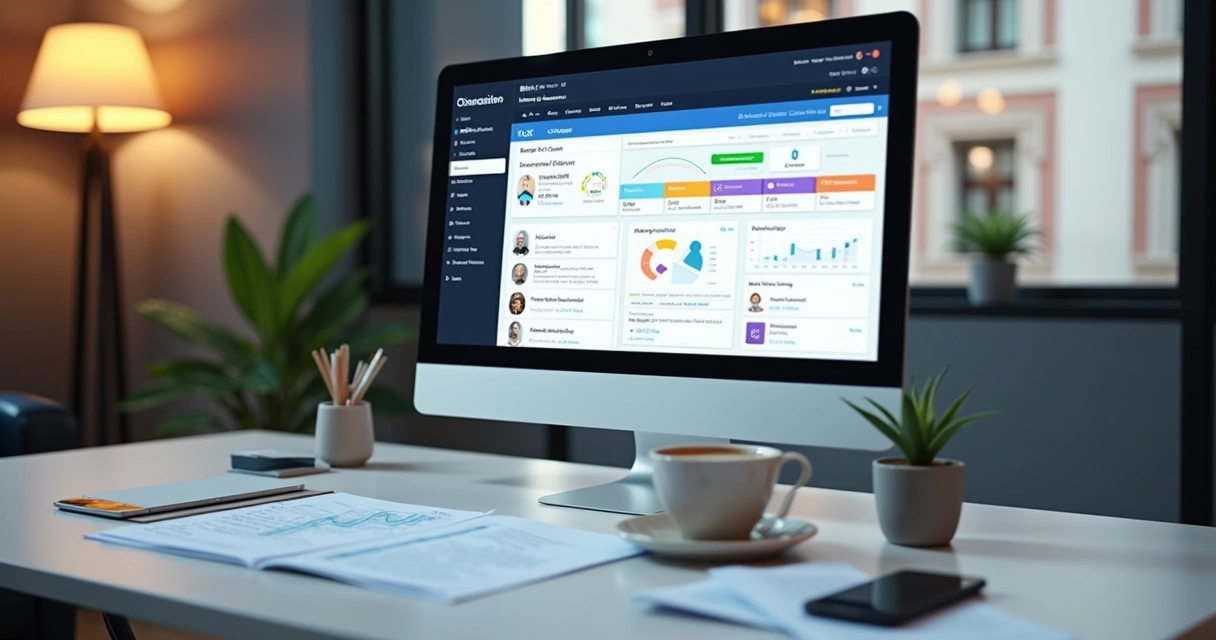 Lista de contatos organizados em categorias coloridas em uma tela de CRM