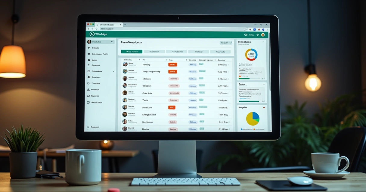 Painel digital mostrando organização de contatos via WhatsApp 