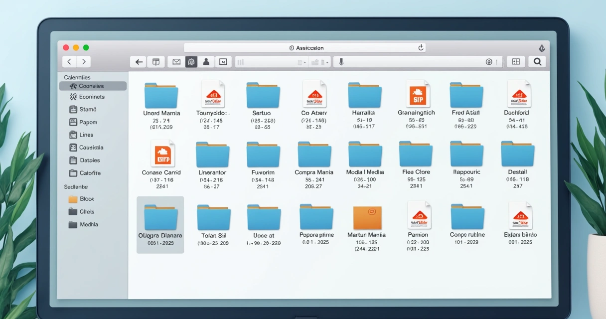 Visão de estrutura de pastas organizadas em uma tela de computador, com destaque em documentos imobiliários 