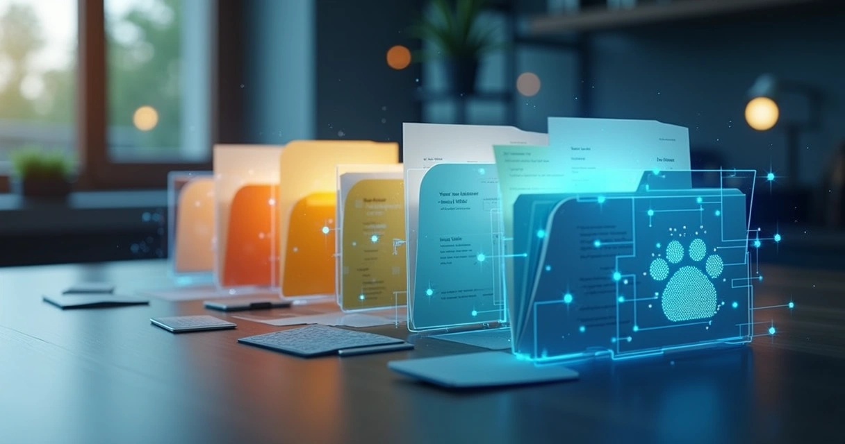 Documentos digitais organizados automaticamente em pastas virtuais 