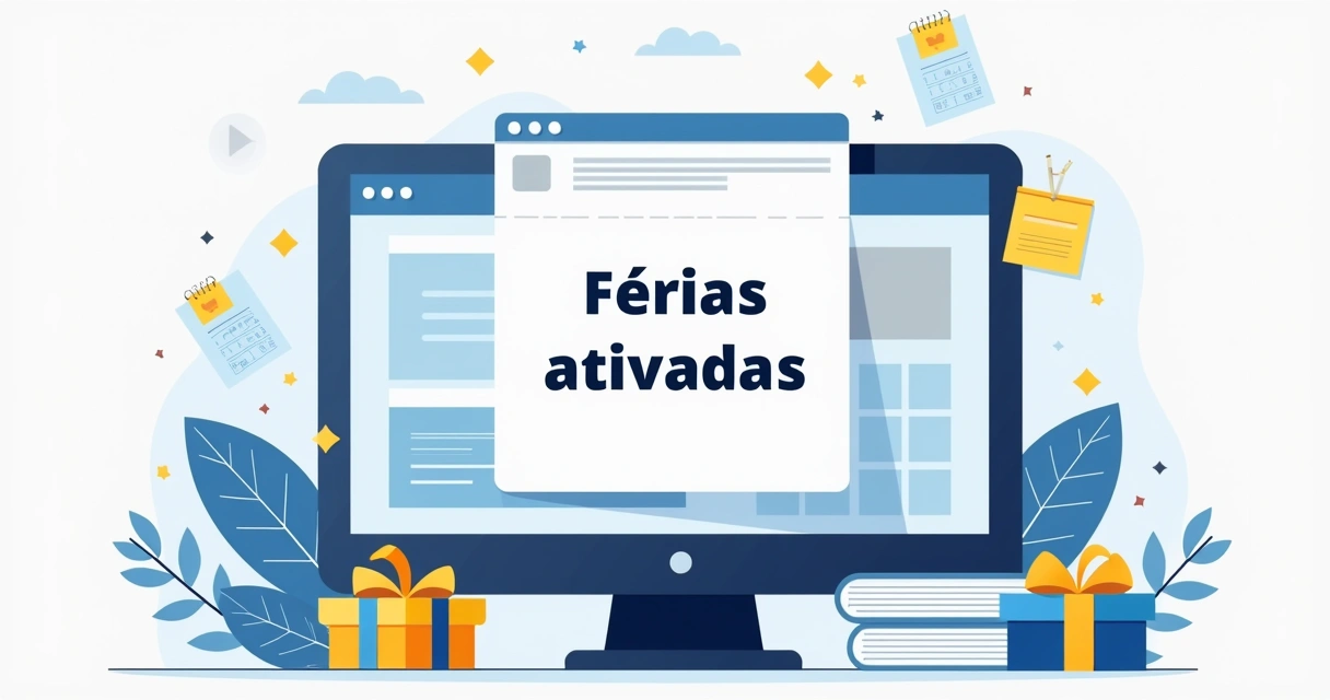 Painel de controle de uma loja online com aviso de férias 