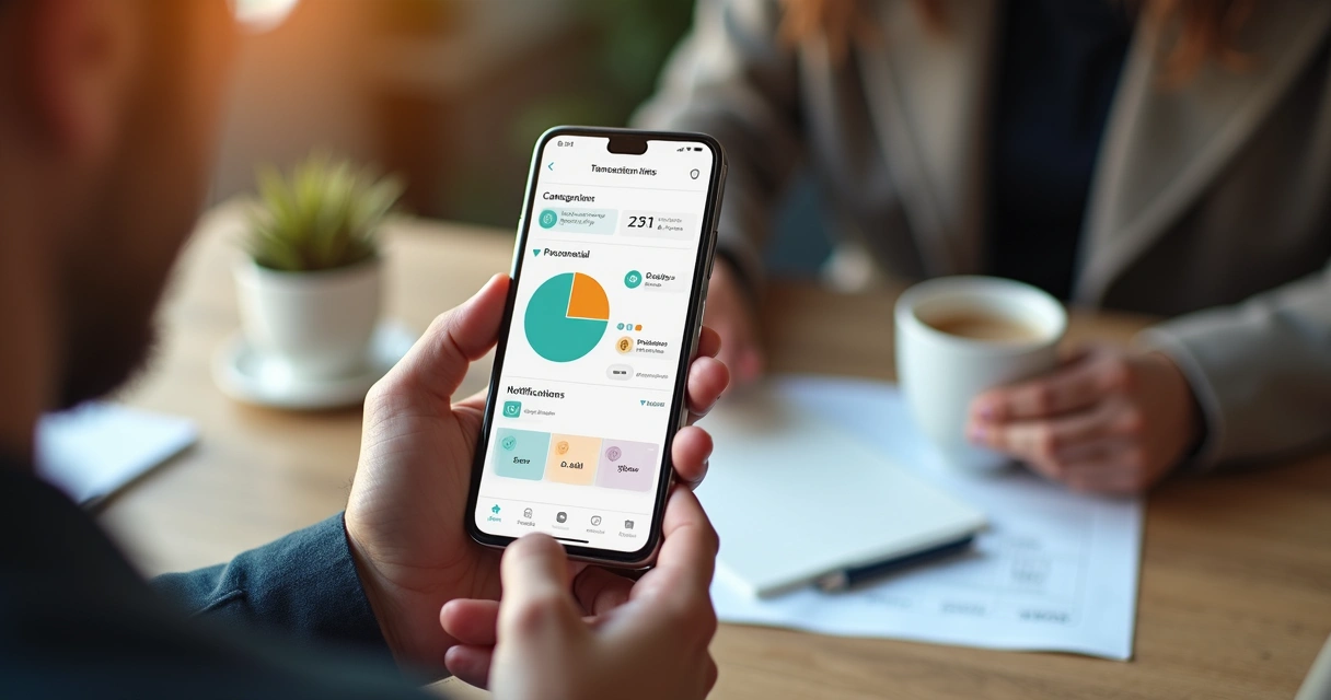 Pessoa usando aplicativo financeiro no celular 