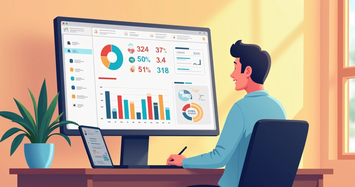 Profissional organizando finanças em um painel Notion 
