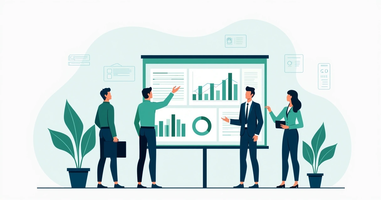 Equipe analisando juntos gráficos financeiros claros em painel digital moderno 