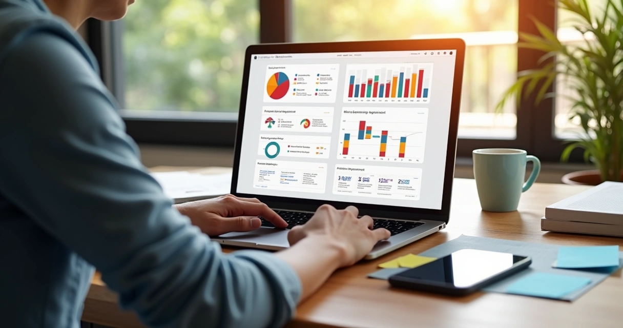 Pessoa organizando projetos em plataforma digital no notebook