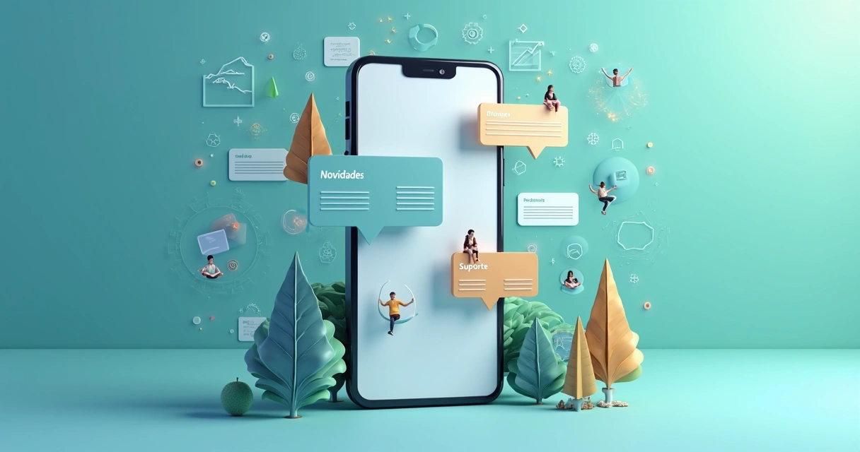 Quadro organizacional de grupos de WhatsApp mostrando diferentes temas 