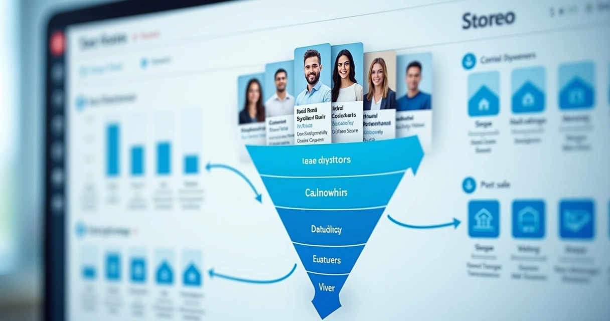 Painel organizado mostrando etapas do funil de vendas imobiliárias 