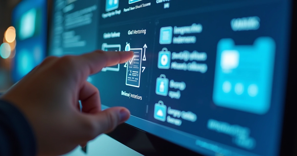 Interface digital mostra organização de aulas e materiais de mentoria