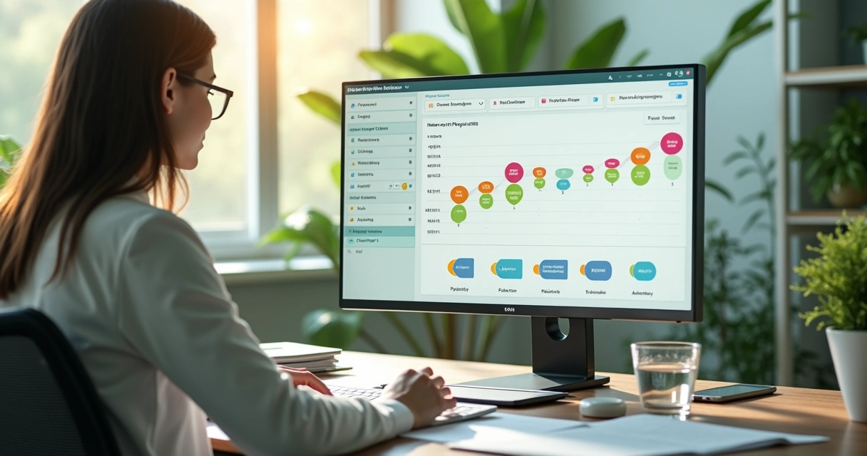 Nutricionista organizando agenda digital de atendimento