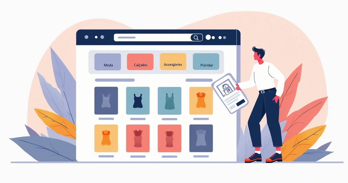 Organização visual de categorias de produtos em catálogo online 
