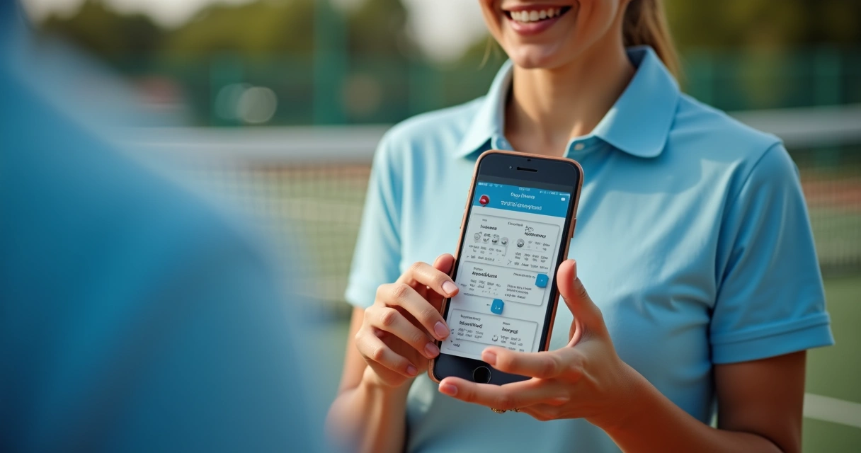 Pessoa organizando torneio esportivo em aplicativo no celular 