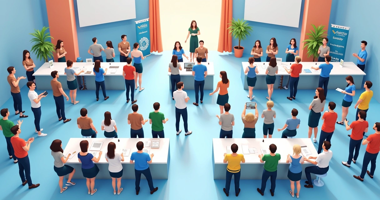 Organização visual de evento em Assis SP com camisetas coloridas 