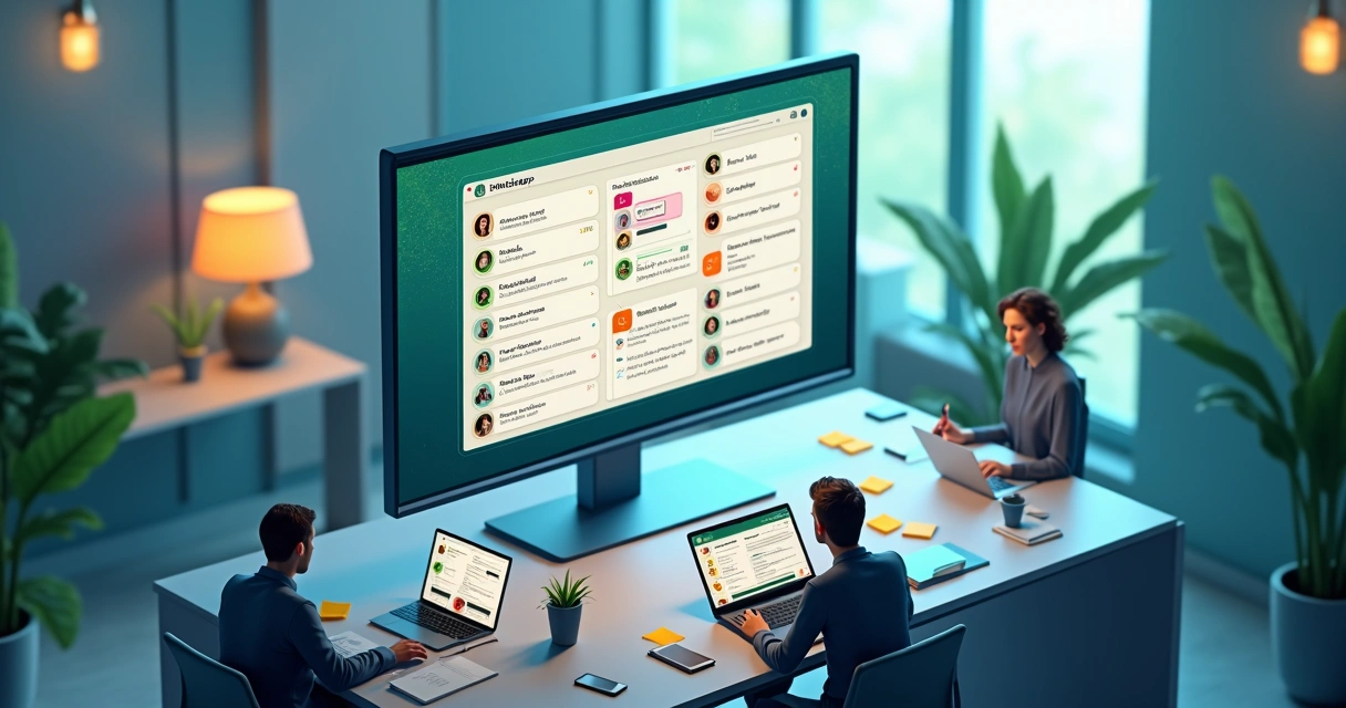 Vista organizada de contactos en WhatsApp agrupados por etapas de venta
