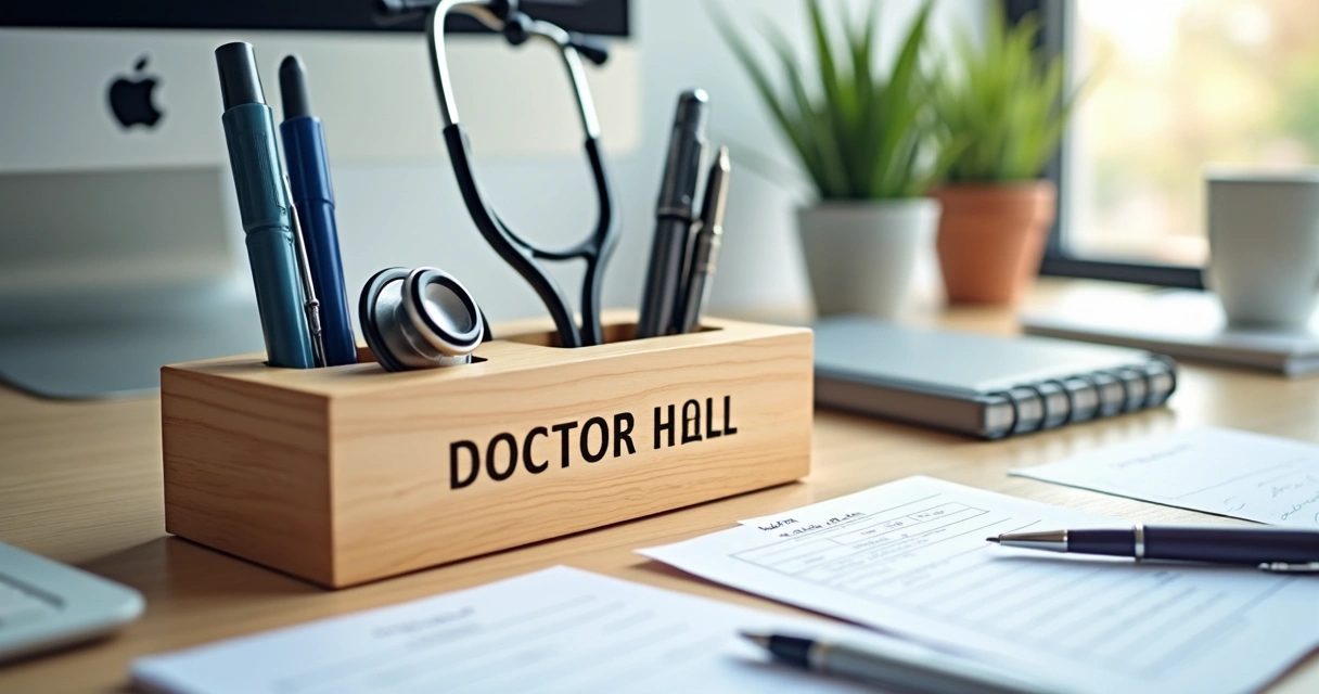 Organizador de mesa médico personalizado com nome gravado 