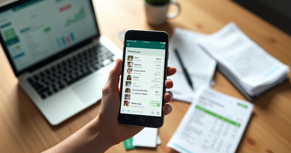 Pessoa fotografa comprovante de despesa com celular aberto no WhatsApp 
